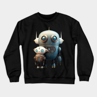 Cute Vintage Robot with Sidekick Crewneck Sweatshirt